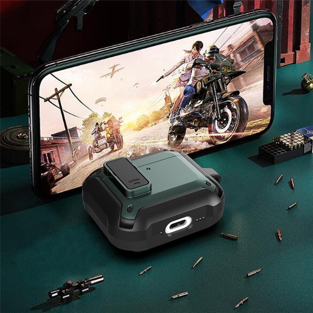 For AirPods 4 Bluetooth-compatible Earphone Cover TPU+PC Anti-Drop Case with Buckle