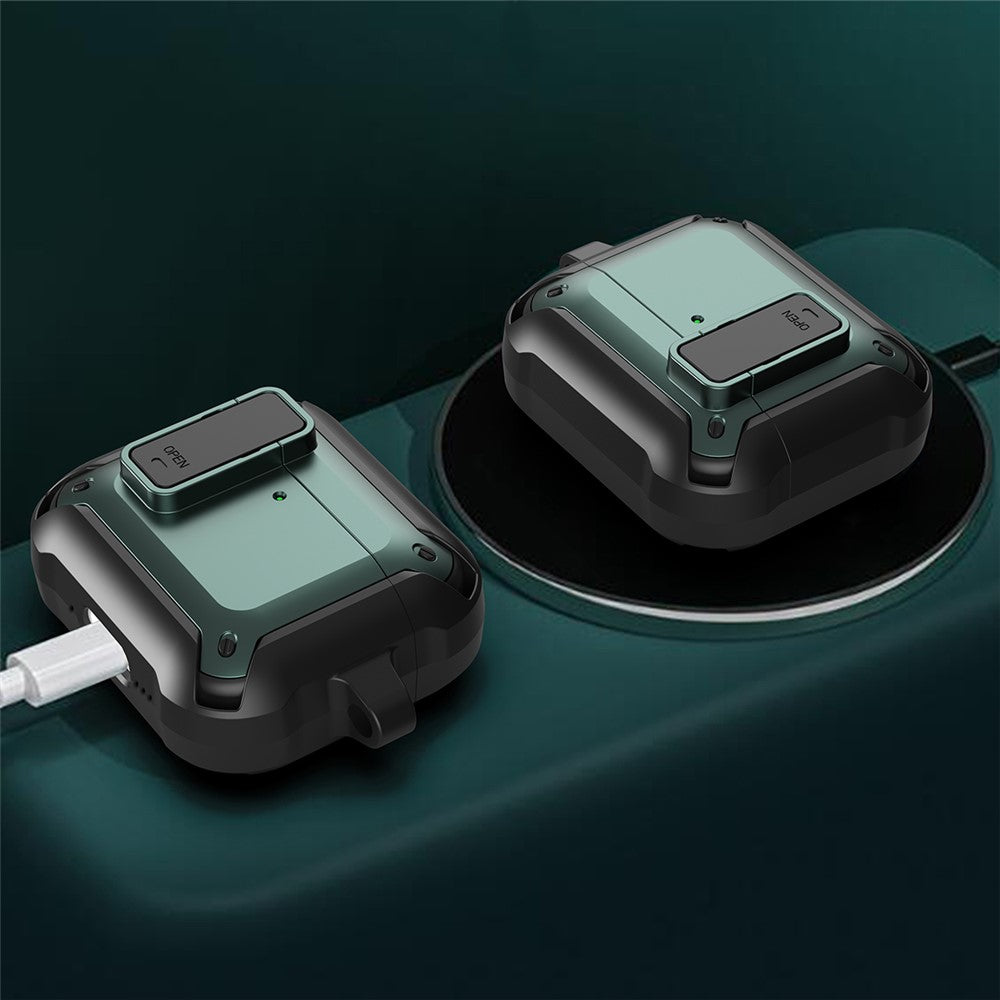 For AirPods 4 Bluetooth-compatible Earphone Cover TPU+PC Anti-Drop Case with Buckle