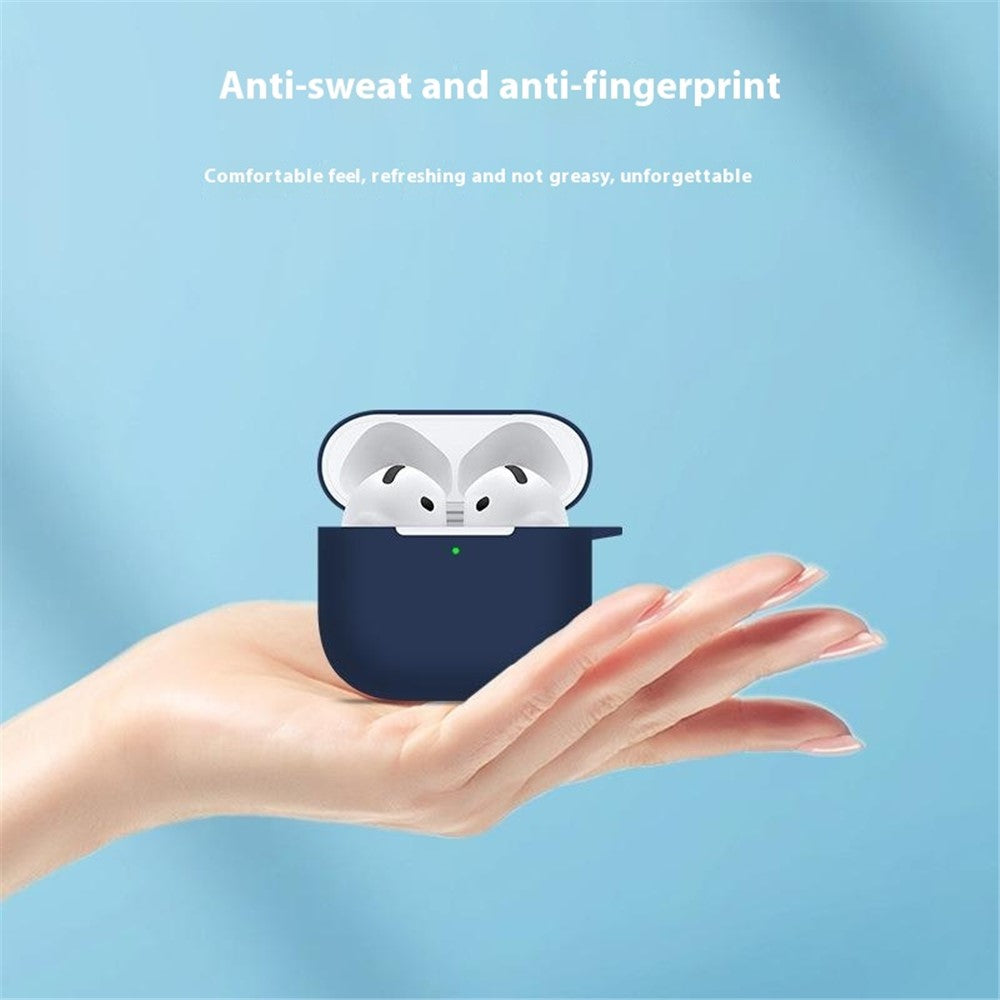 För Apple AirPods 4 Silikonskal Bluetooth-kompatibla hörlurar Skyddsfodral med krok