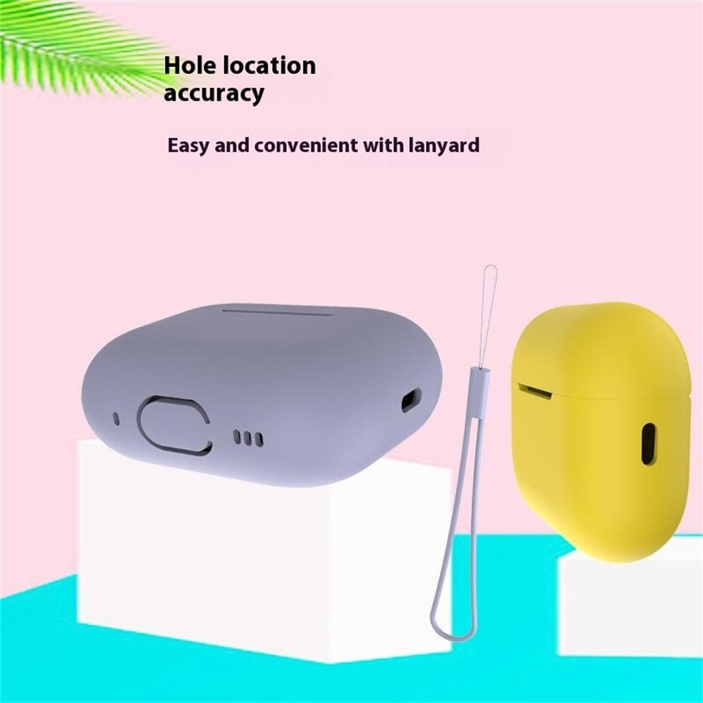 For AirPods Pro 2 Case Bluetooth-compatible Earphone Solid Color Silicone Cover with Lanyard