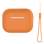 For AirPods Pro 2 Case Bluetooth-compatible Earphone Solid Color Silicone Cover with Lanyard