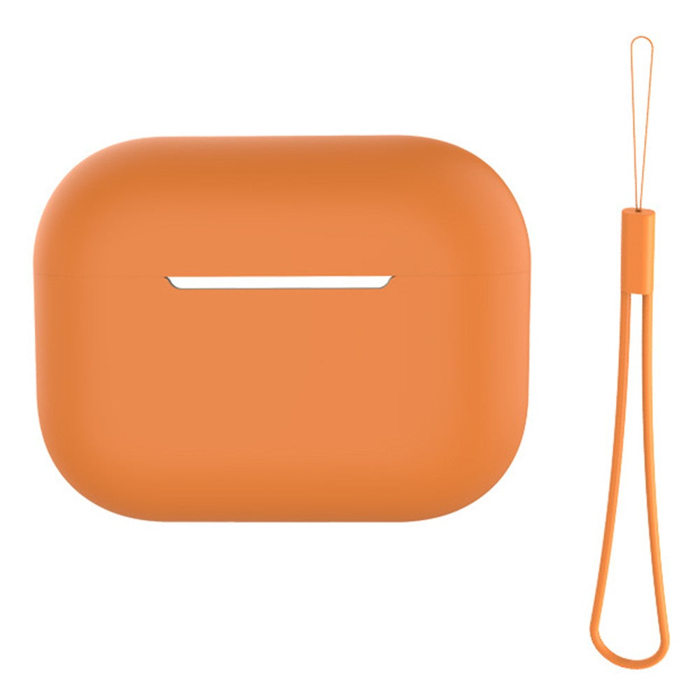 For AirPods Pro 2 Case Bluetooth-compatible Earphone Solid Color Silicone Cover with Lanyard