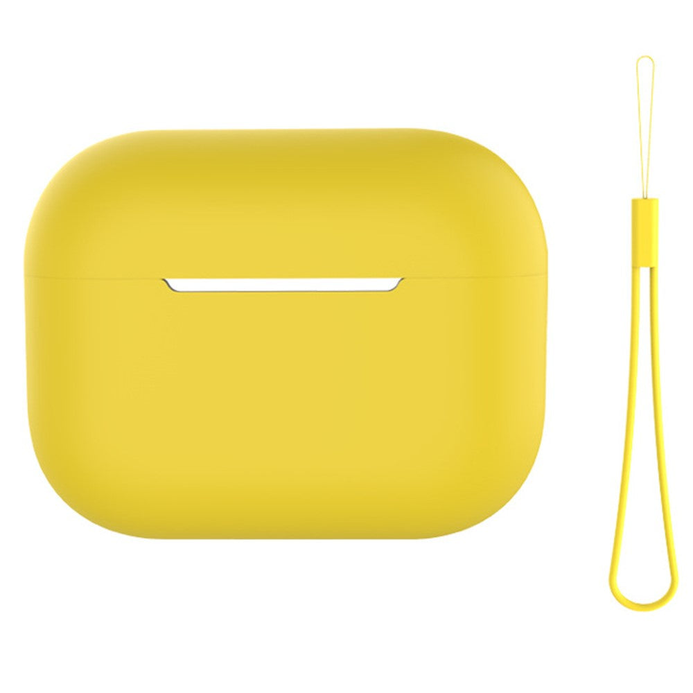 For AirPods Pro 2 Case Bluetooth-compatible Earphone Solid Color Silicone Cover with Lanyard