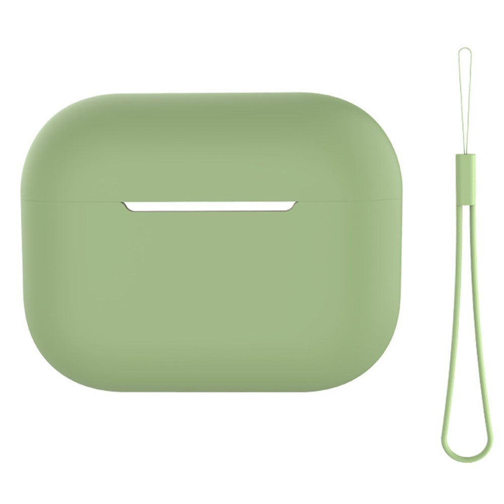 For AirPods Pro 2 Case Bluetooth-compatible Earphone Solid Color Silicone Cover with Lanyard