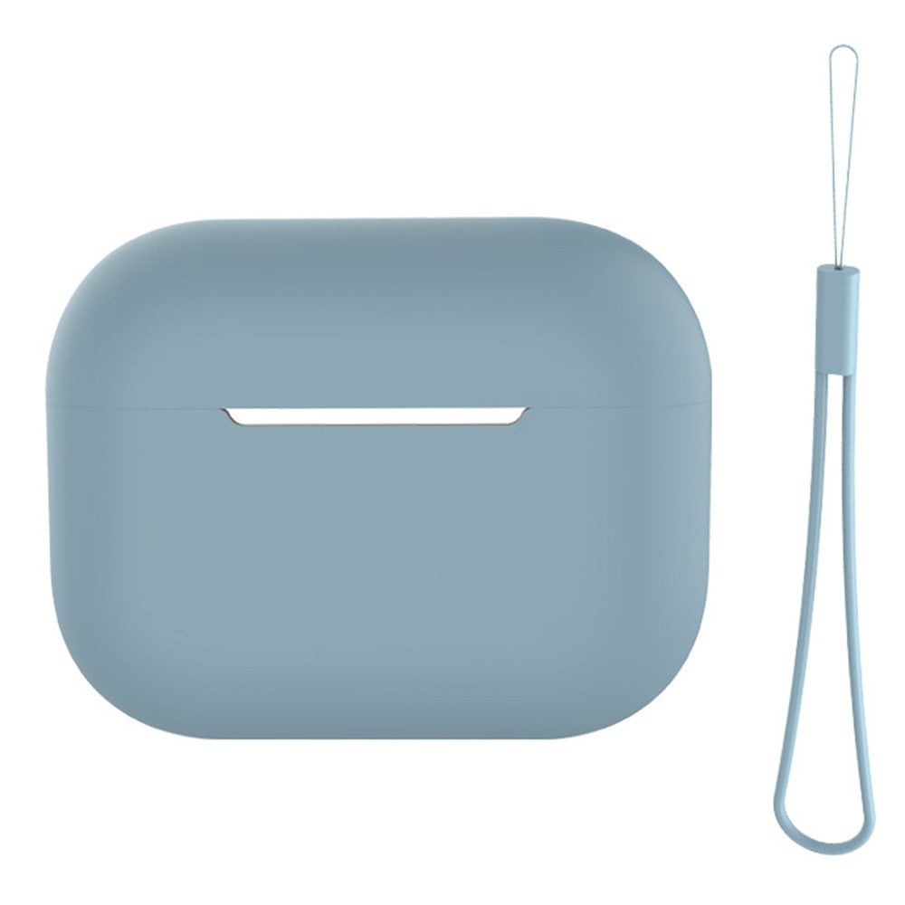 For AirPods Pro 2 Case Bluetooth-compatible Earphone Solid Color Silicone Cover with Lanyard