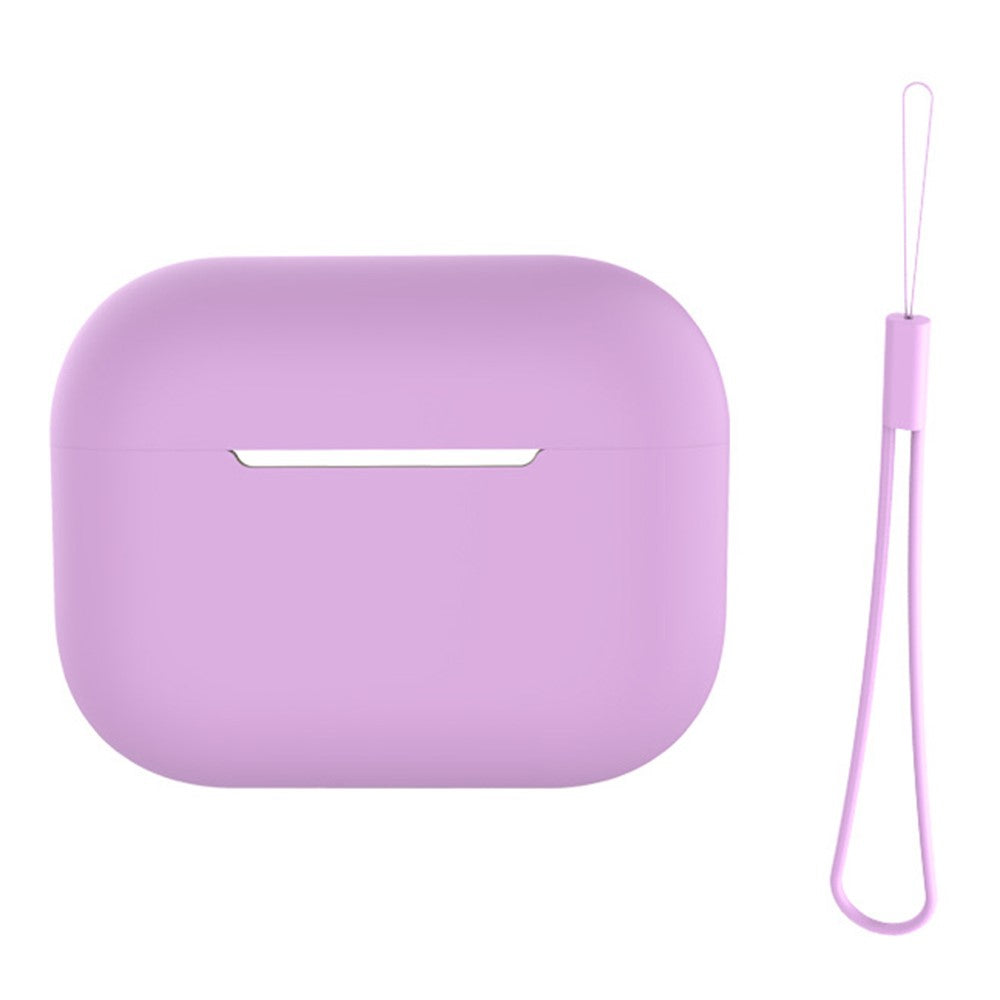 For AirPods Pro 2 Case Bluetooth-compatible Earphone Solid Color Silicone Cover with Lanyard