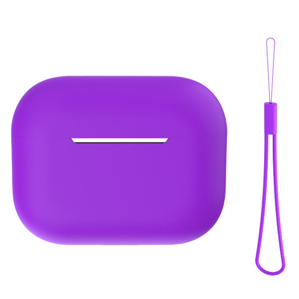 For AirPods Pro 2 Case Bluetooth-compatible Earphone Solid Color Silicone Cover with Lanyard