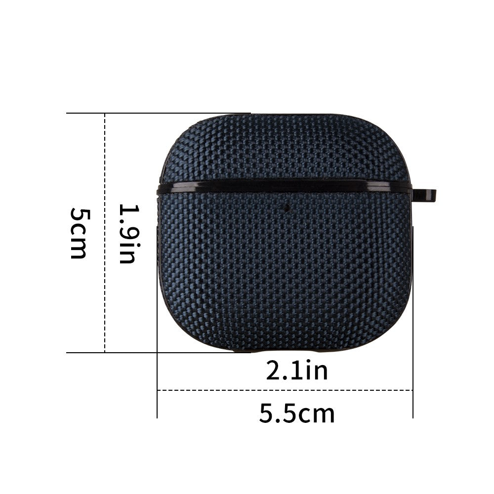 Til Apple AirPods 4 Vævet tekstur Vandtæt PC-etui med karabinhage Øretelefon Beskyttelsescover