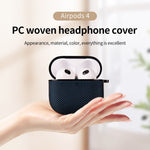 Til Apple AirPods 4 Vævet tekstur Vandtæt PC-etui med karabinhage Øretelefon Beskyttelsescover