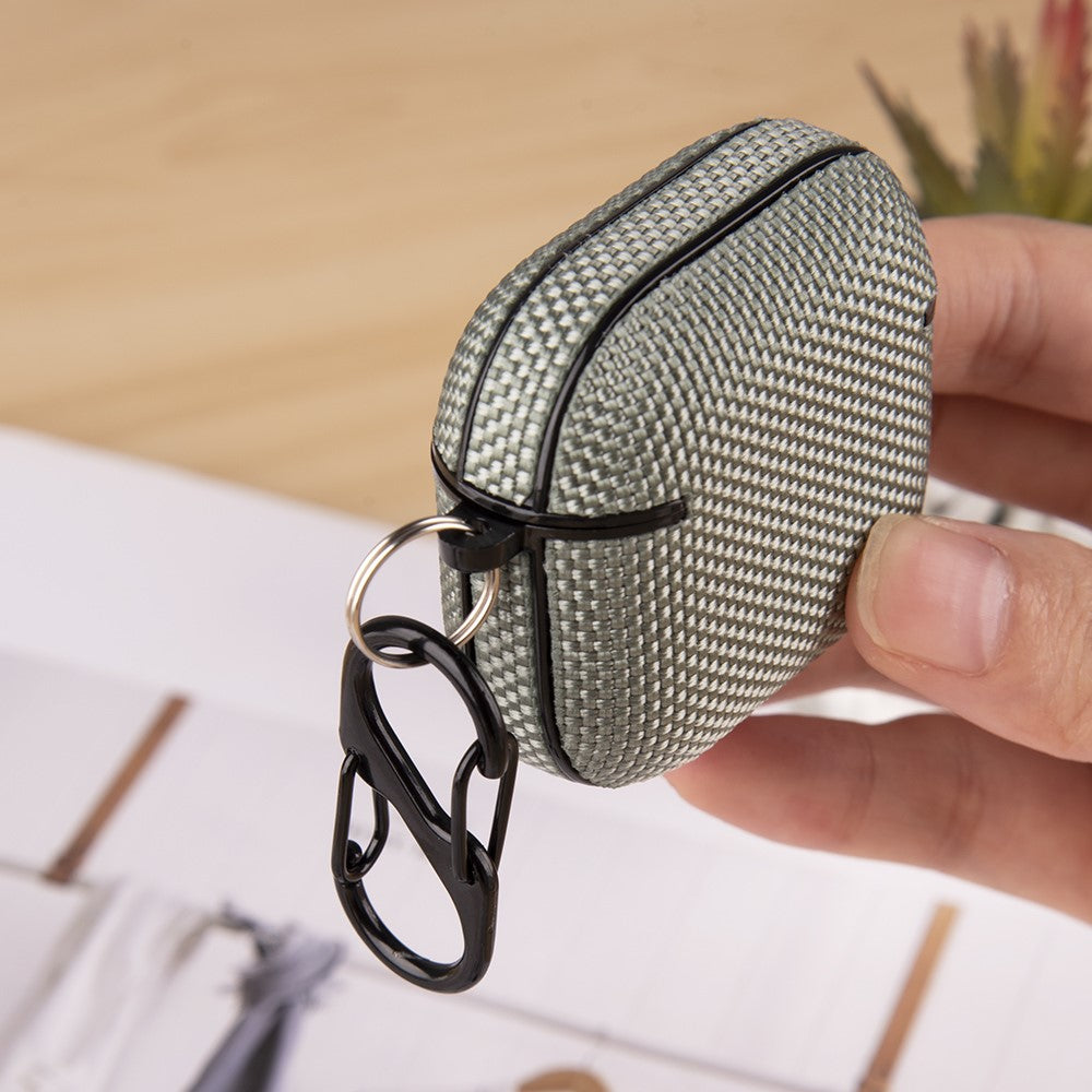 Til Apple AirPods 4 Vævet tekstur Vandtæt PC-etui med karabinhage Øretelefon Beskyttelsescover