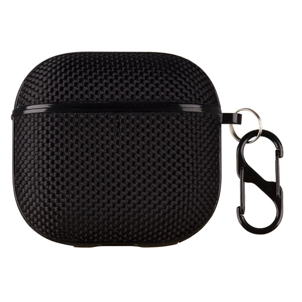 Til Apple AirPods 4 Vævet tekstur Vandtæt PC-etui med karabinhage Øretelefon Beskyttelsescover