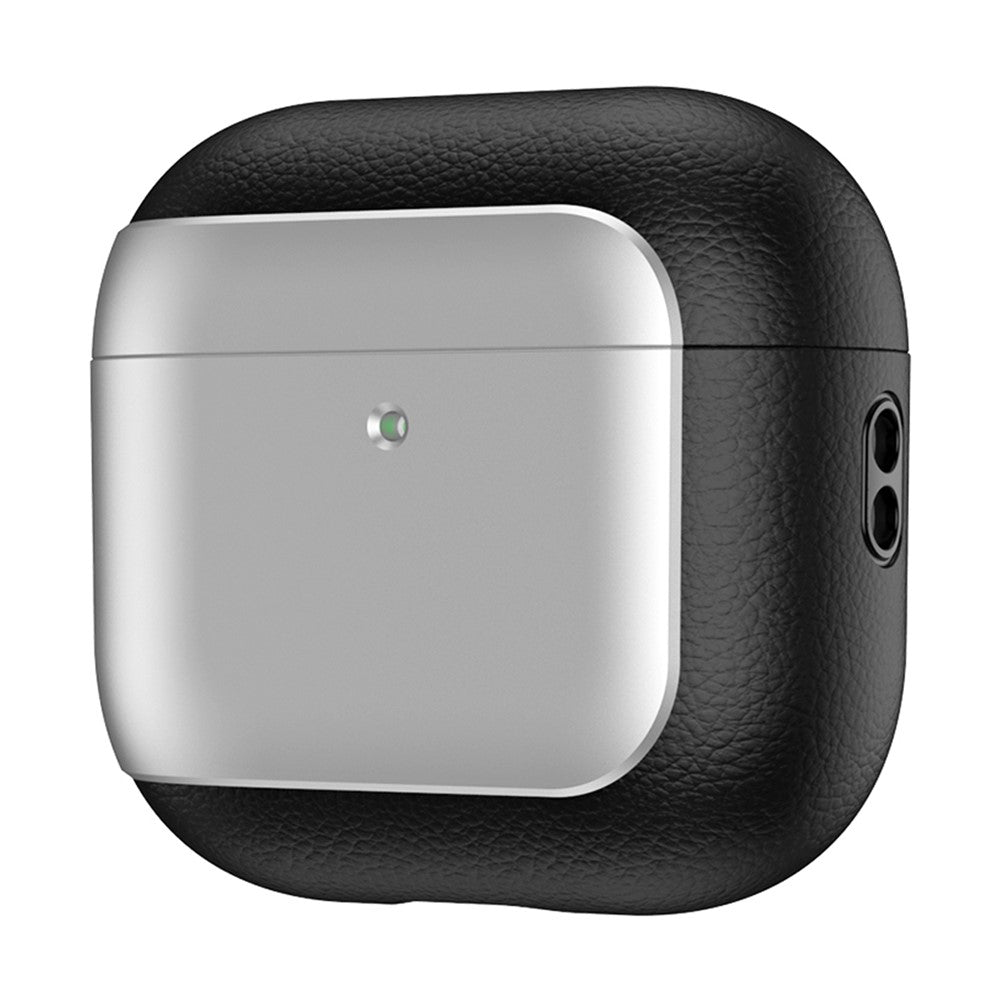 For AirPods 4 TPU Case Electroplating Litchi Texture Fall Prevention Earphone Cover with Lanyard
