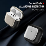 For AirPods 4 TPU Case Electroplating Litchi Texture Fall Prevention Earphone Cover with Lanyard