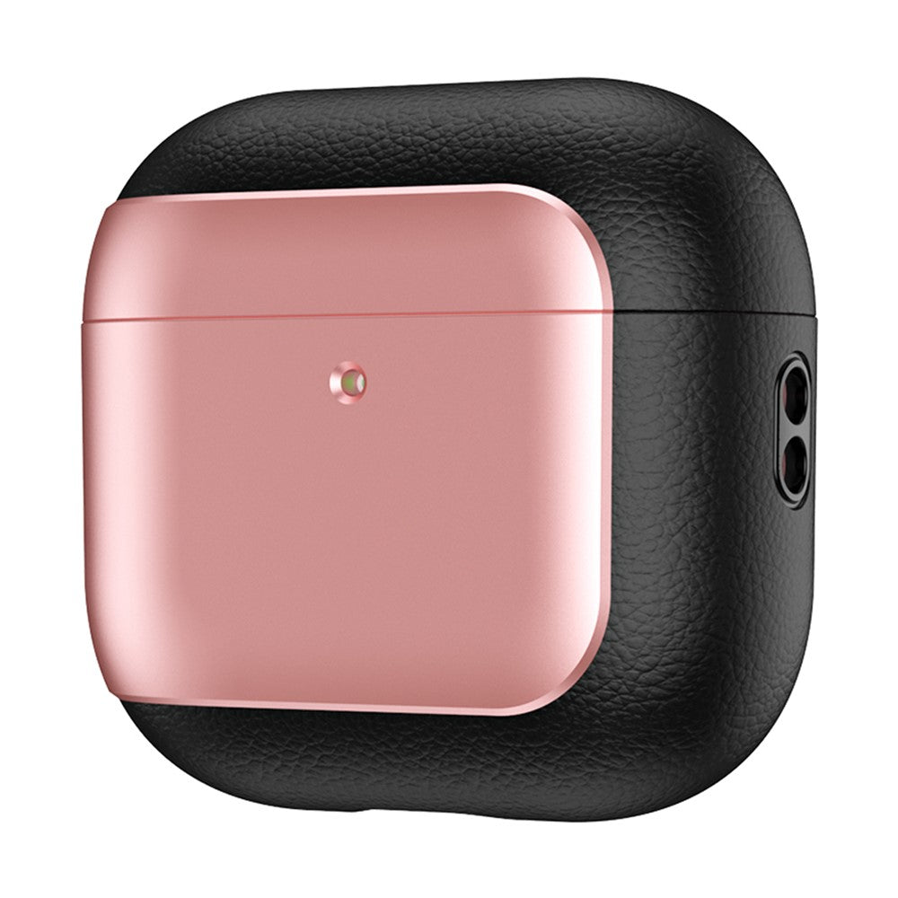 For AirPods 4 TPU Case Electroplating Litchi Texture Fall Prevention Earphone Cover with Lanyard