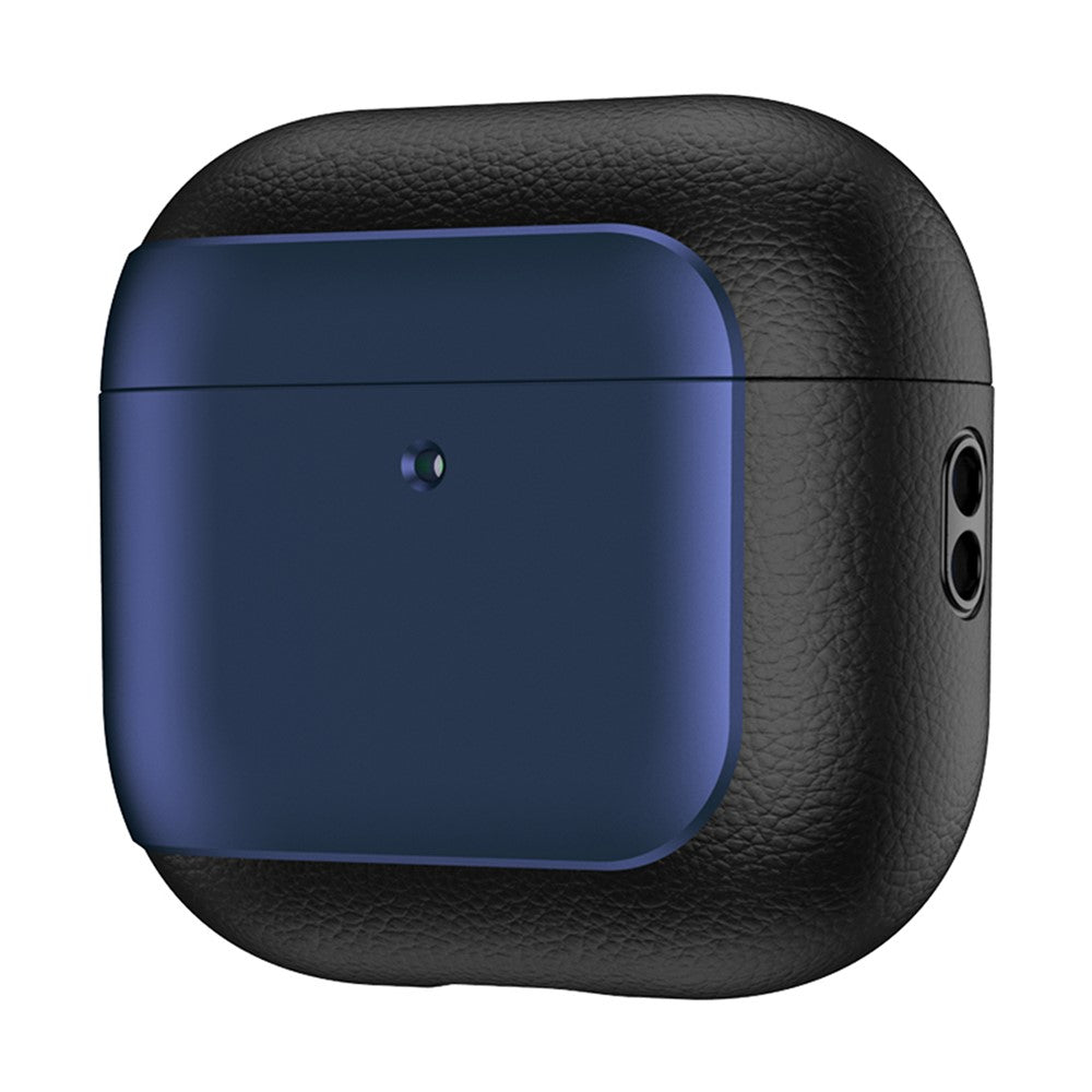For AirPods 4 TPU Case Electroplating Litchi Texture Fall Prevention Earphone Cover with Lanyard