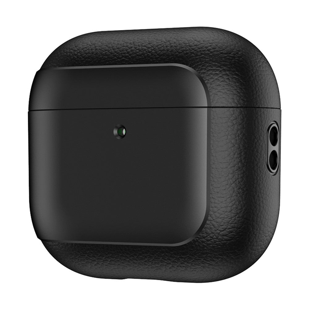 For AirPods 4 TPU Case Electroplating Litchi Texture Fall Prevention Earphone Cover with Lanyard