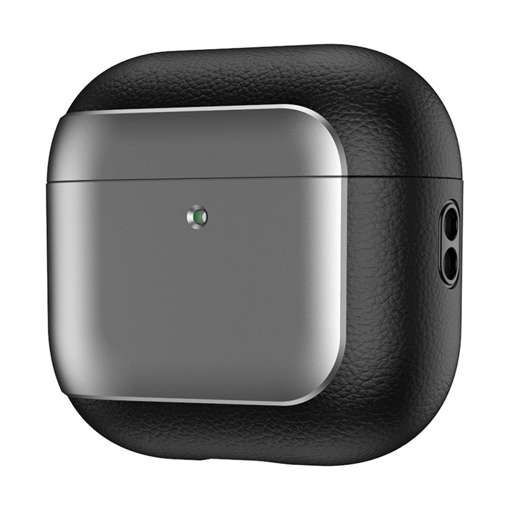 For AirPods 4 TPU Case Electroplating Litchi Texture Fall Prevention Earphone Cover with Lanyard