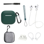8 stk. / sæt til AirPods 4 beskyttende etui med anti-tabt rem, urclips, ørekroge, karabinhage, rensebørste, grå taske