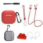 8 stk. / sæt til AirPods 4 beskyttende etui med anti-tabt rem, urclips, ørekroge, karabinhage, rensebørste, grå taske