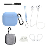 8 stk. / sæt til AirPods 4 beskyttende etui med anti-tabt rem, urclips, ørekroge, karabinhage, rensebørste, grå taske