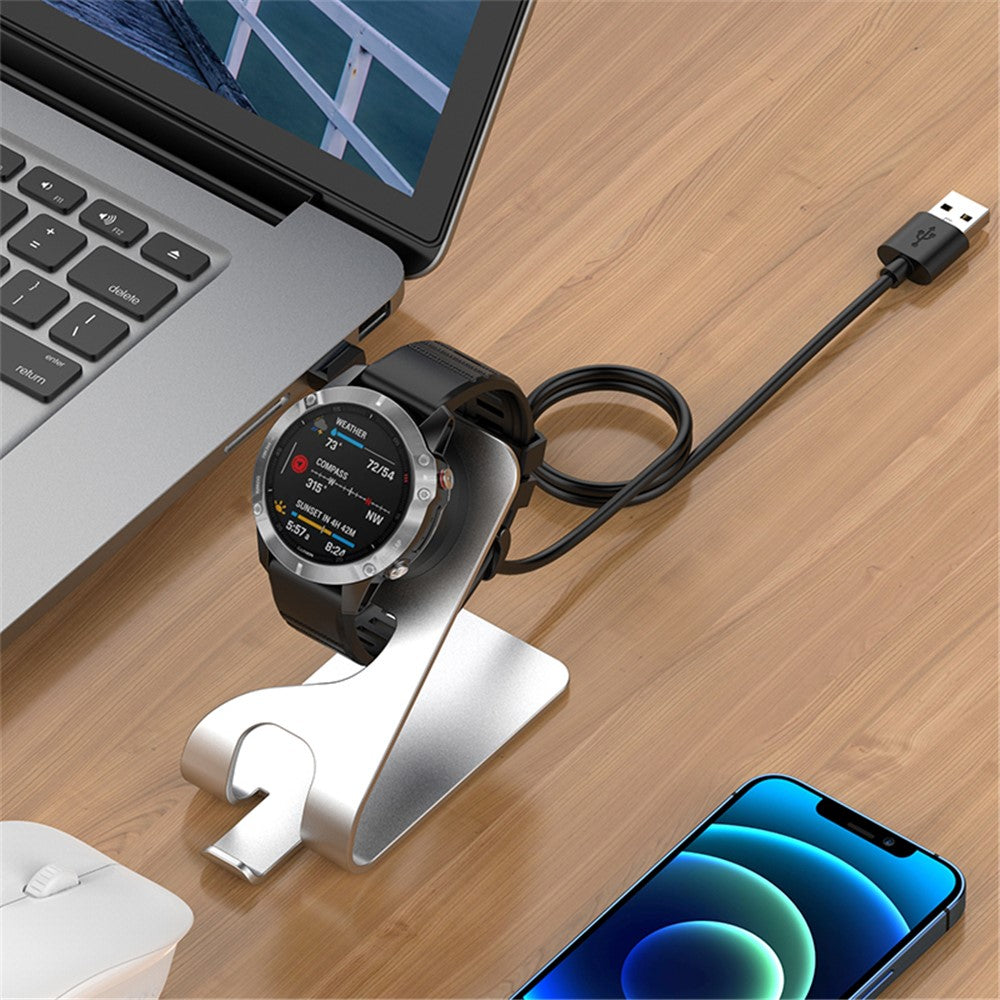 Opladningsstander/-dock i metalbeslag til Garmin Fenix 7/Fenix 7S/Fenix 7X/Forerunner 55/945 LTE/Venu2/Venu 2S Smartwatch