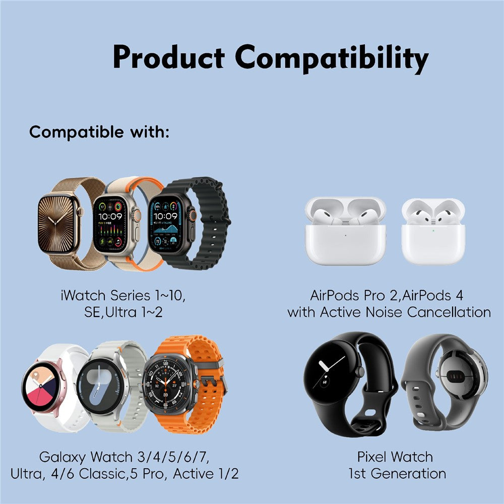 U30 Wireless Charger for Apple Watch  /  AirPods  /  Samsung Galaxy Watch  /  Google Pixel Watch Magnetic Charging Adapter