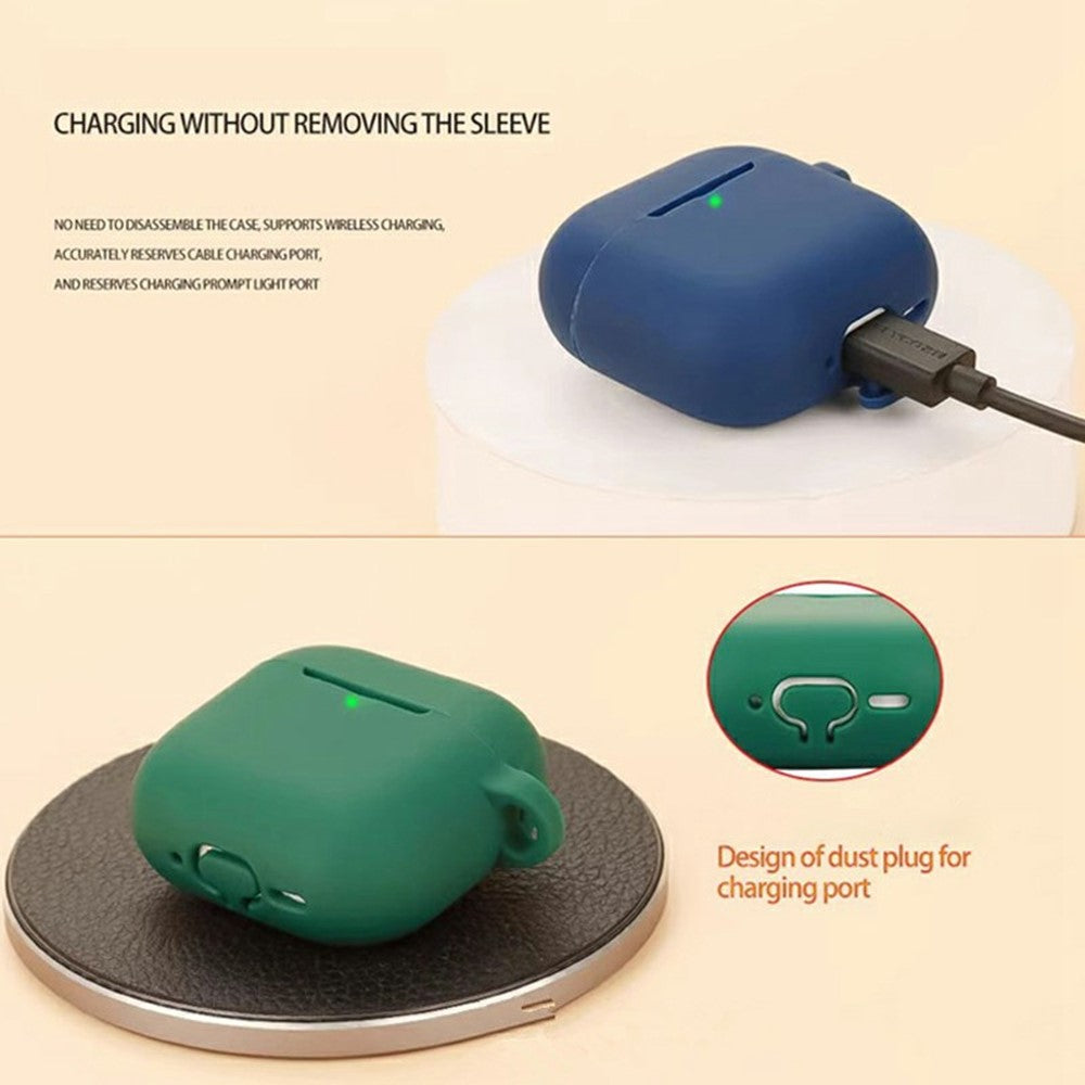 For AirPods 5 / 4 Silicone Case Bluetooth-Compatible Earphones Protective Cover with Anti-Lost Buckle + Cleaning Brush