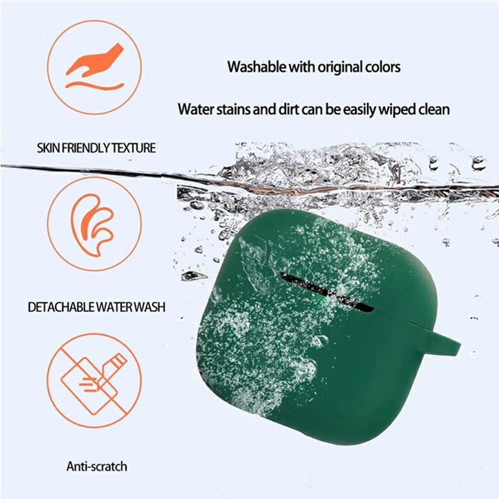For AirPods 5 / 4 Silicone Case Bluetooth-Compatible Earphones Protective Cover with Anti-Lost Buckle + Cleaning Brush