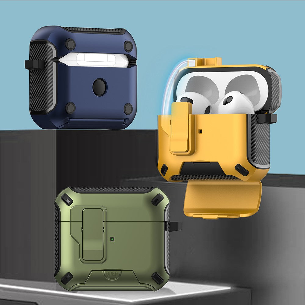 For Apple AirPods 3 Magnetic Case with Stand TPU + PC Earphone Cover with Switch and Carabiner