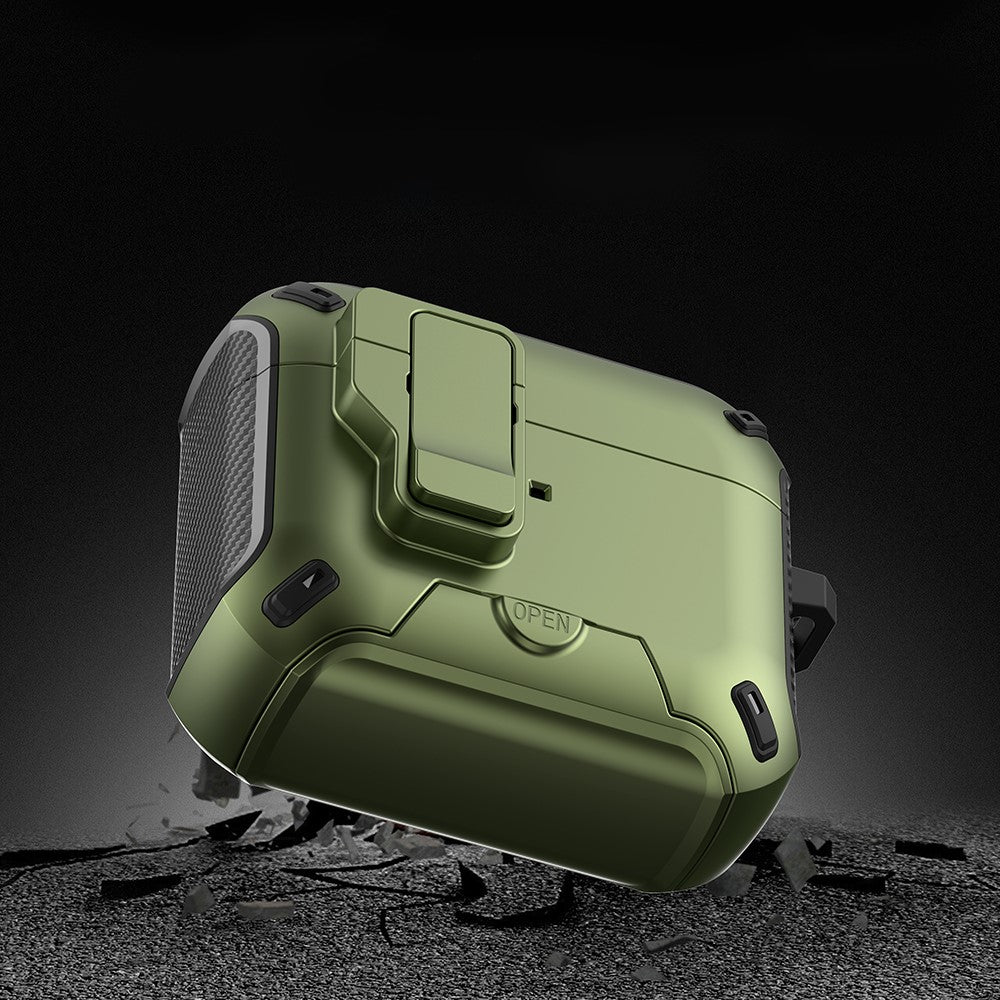 For Apple AirPods 3 Magnetic Case with Stand TPU + PC Earphone Cover with Switch and Carabiner