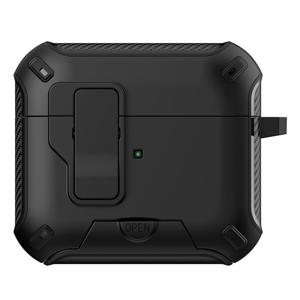 For Apple AirPods 3 Magnetic Case with Stand TPU + PC Earphone Cover with Switch and Carabiner
