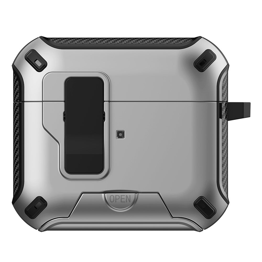 For Apple AirPods 3 Magnetic Case with Stand TPU + PC Earphone Cover with Switch and Carabiner