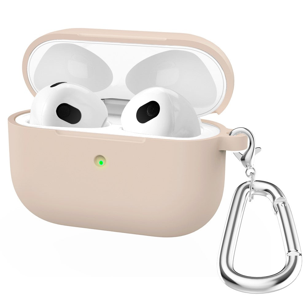 For Apple AirPods 3 Silicone Protective Earphone Case Cover with Carabiner