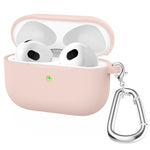 For Apple AirPods 3 Silicone Protective Earphone Case Cover with Carabiner