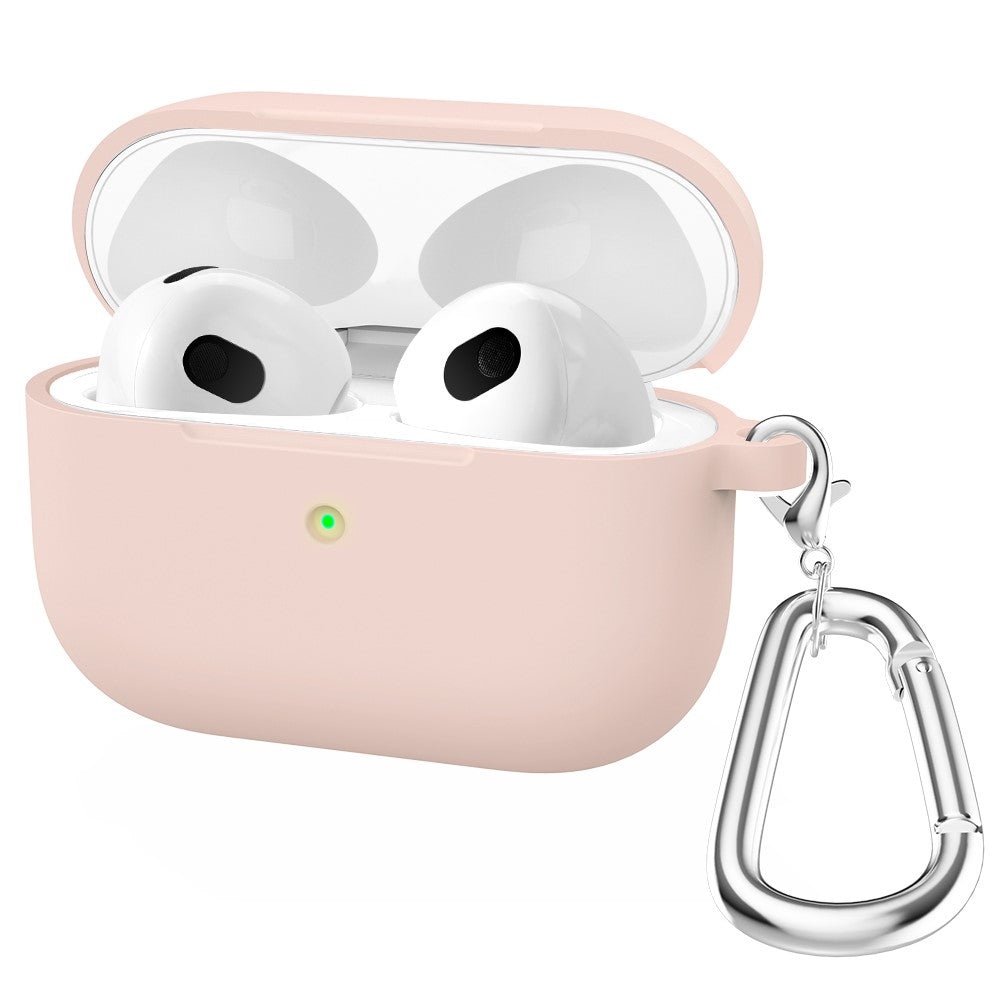 For Apple AirPods 3 Silicone Protective Earphone Case Cover with Carabiner