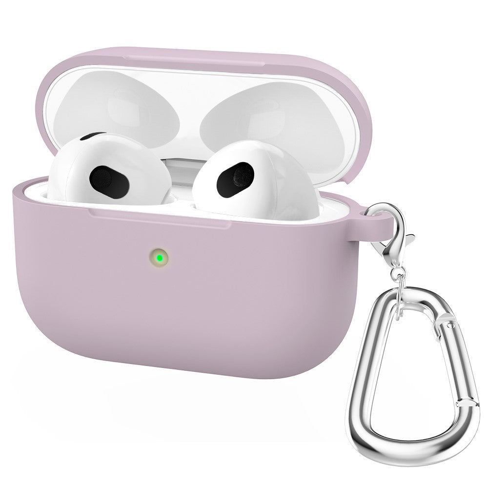 For Apple AirPods 3 Silicone Protective Earphone Case Cover with Carabiner