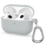 For Apple AirPods 3 Silicone Protective Earphone Case Cover with Carabiner
