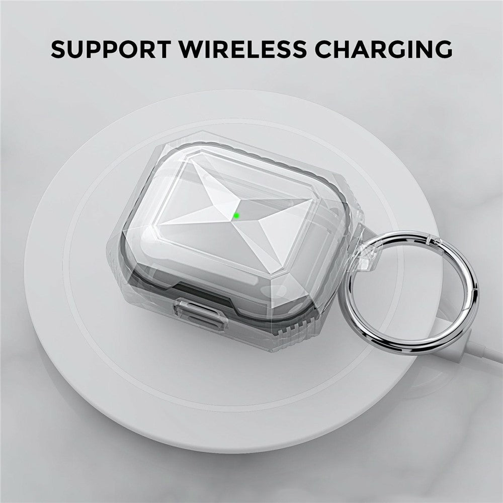 AHASTYLE WG165 For AirPods 5 / 4 Case Dual Color TPU Earphone Cover with Carabiner