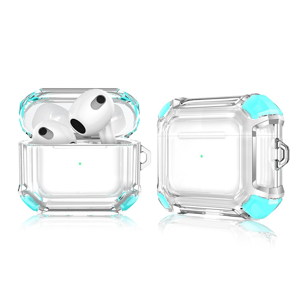 Dual Color Transparent TPU Protective Case Earphone Cover with Keyring for Apple AirPods 3