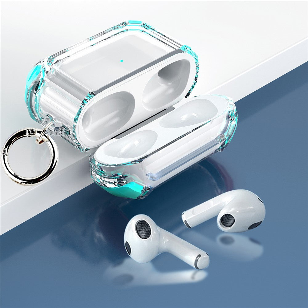 Dual Color Transparent TPU Protective Case Earphone Cover with Keyring for Apple AirPods 3