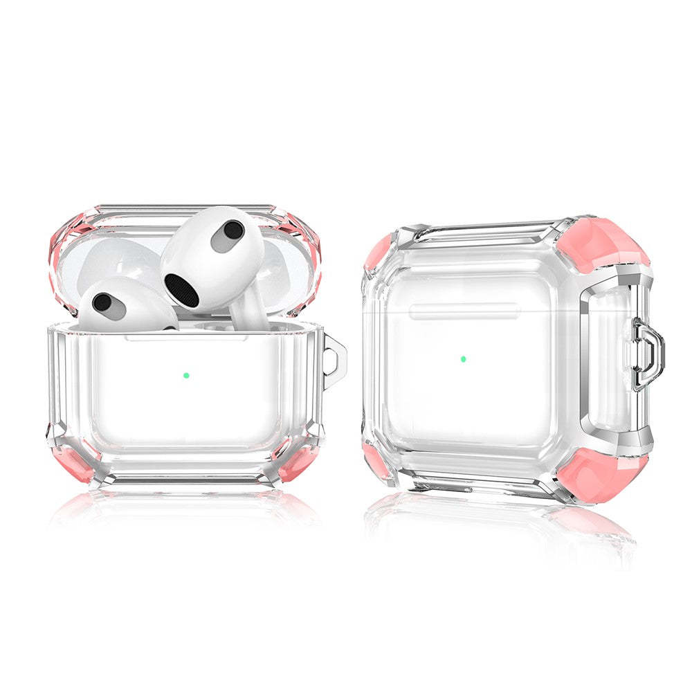 Dual Color Transparent TPU Protective Case Earphone Cover with Keyring for Apple AirPods 3