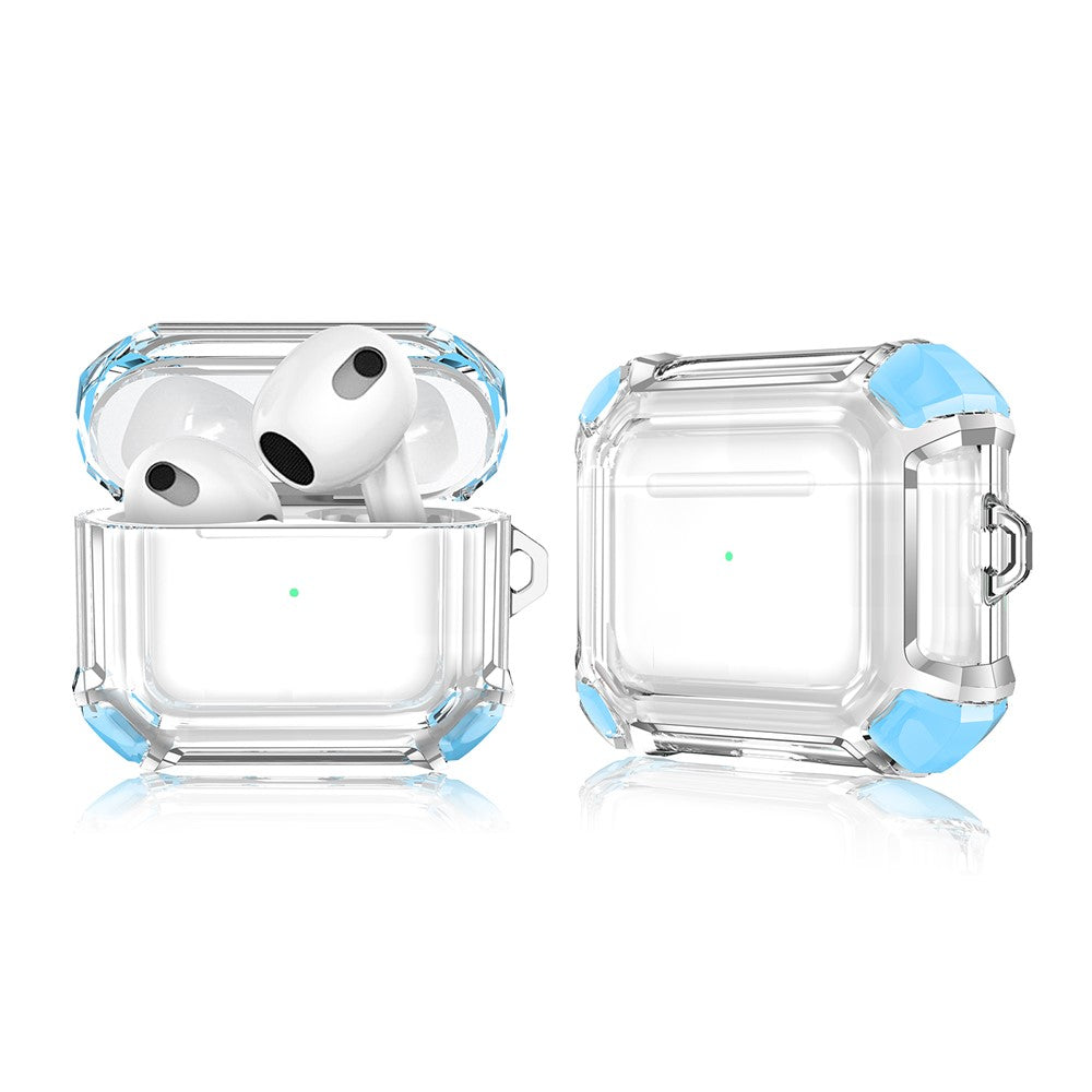 Dual Color Transparent TPU Protective Case Earphone Cover with Keyring for Apple AirPods 3