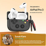 For AirPods Pro 3 Case Vintage Game Console Style Hard PC Earphone Cover with Heart Pendant