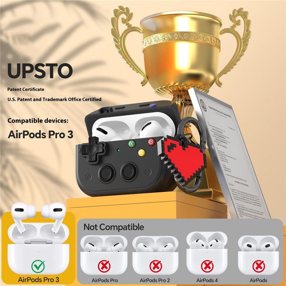 For AirPods Pro 3 Case Vintage Game Console Style Hard PC Earphone Cover with Heart Pendant