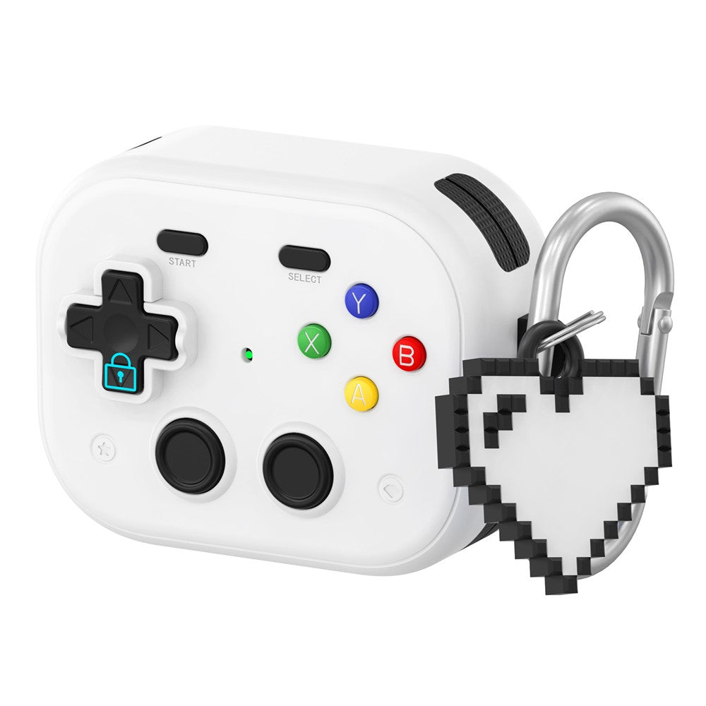 For AirPods Pro 3 Case Vintage Game Console Style Hard PC Earphone Cover with Heart Pendant