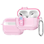 For AirPods Pro 3 Earphone Case Safety Lock Transparent TPU + PC Earbud Protective Case with Carabiner