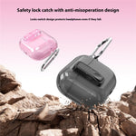 For AirPods Pro 3 Earphone Case Safety Lock Transparent TPU + PC Earbud Protective Case with Carabiner