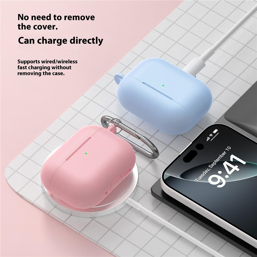 Til AirPods Pro 3 silikonecover 2,3 mm hovedtelefonbeskyttelsescover med karabinhage