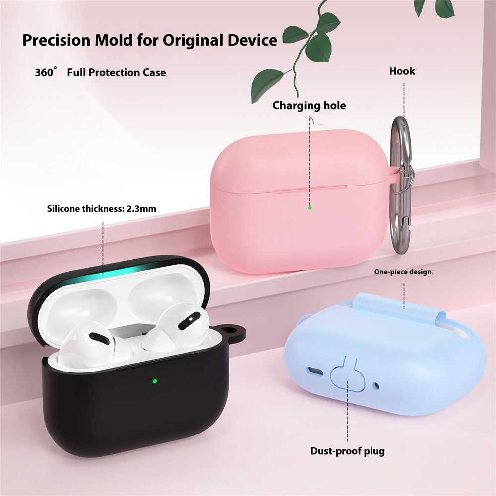 Til AirPods Pro 3 silikonecover 2,3 mm hovedtelefonbeskyttelsescover med karabinhage