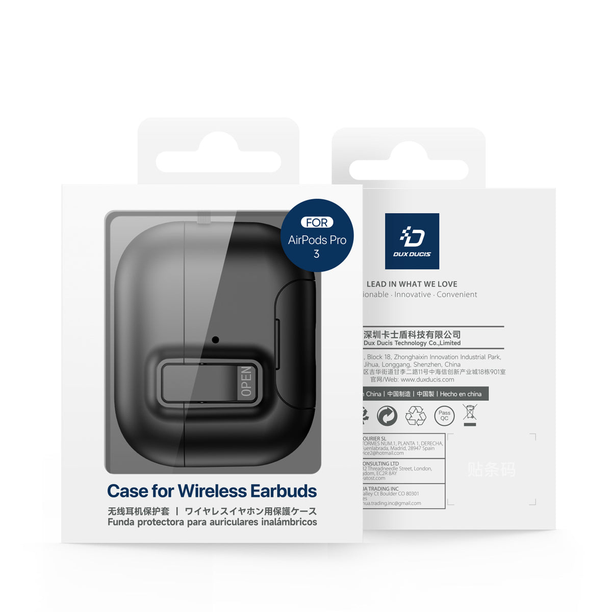 DUX DUCIS Til AirPods Pro 3 Høretelefoncover PECQ Serie Multi-vinkel Stander PC+TPU Cover med Krog
